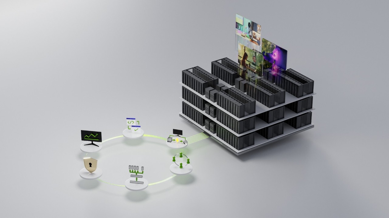 The image shows an AI Factories with Accelerated Computing and MGX Modular Reference Architecture