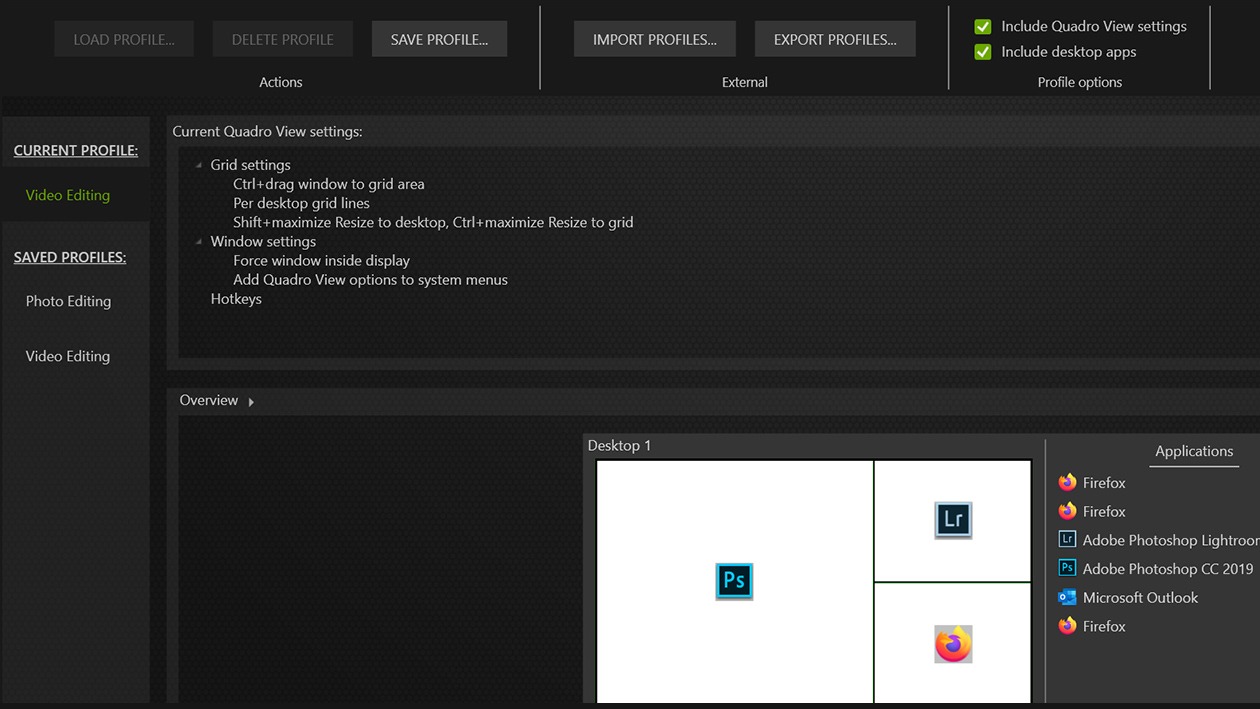 NVIDIA Quadro View Desktop Management Software User Profiles