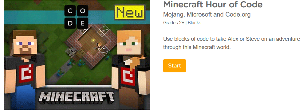 Minecraft game for teaching elementary school children to code