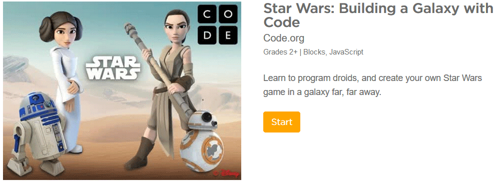 Star Wars game for teaching elementary school children to code